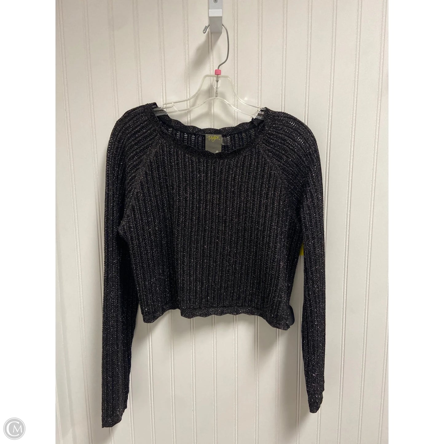 Sweater By Taylor In Black & Silver, Size: L