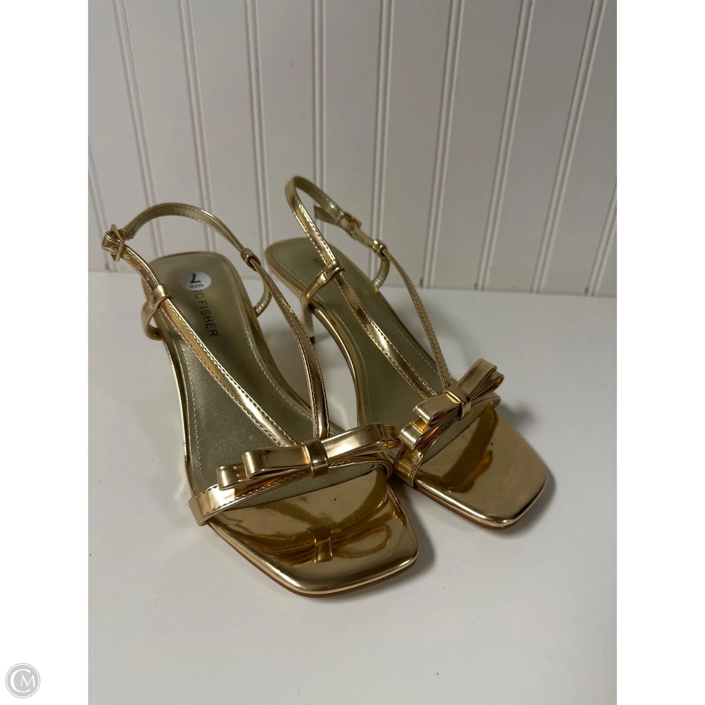 Sandals Heels Stiletto By Marc Fisher In Gold, Size: 7