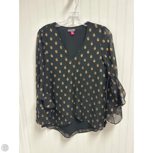 Top Long Sleeve By Vince Camuto In Black & Gold, Size: Xs