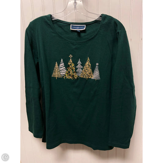 Top Long Sleeve Basic By Karen Scott In Green, Size: 1x