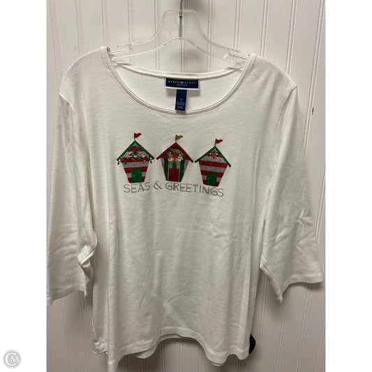 Top Long Sleeve Basic By Karen Scott In White, Size: 1x