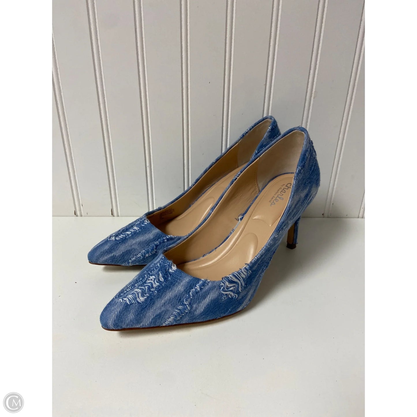 Shoes Heels Stiletto By Charles David In Blue Denim, Size: 7.5