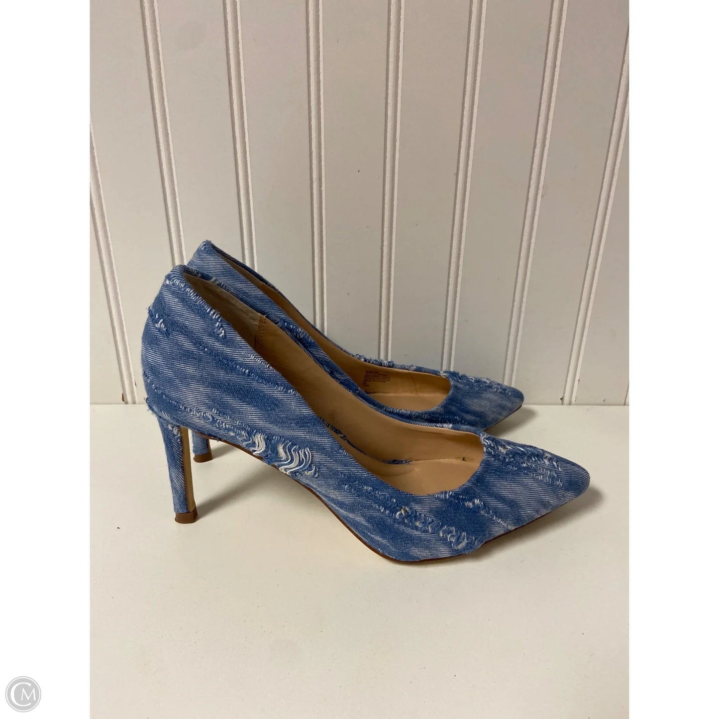 Shoes Heels Stiletto By Charles David In Blue Denim, Size: 7.5