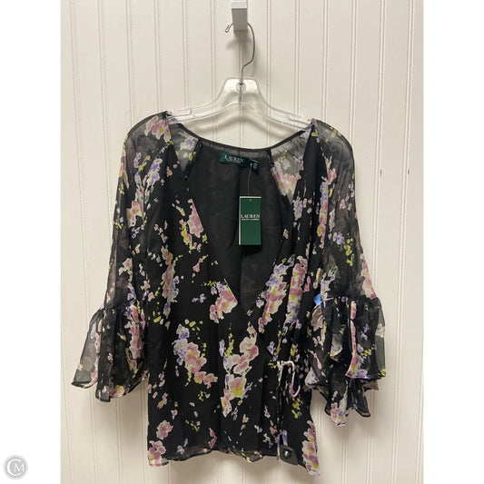 Top 3/4 Sleeve By Ralph Lauren In Black, Size: M