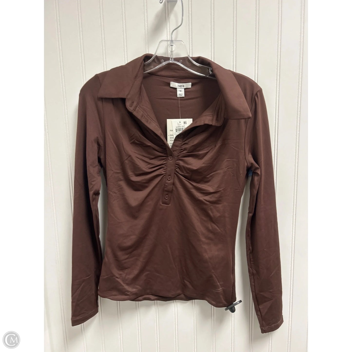 Top Long Sleeve By Bar Iii In Brown, Size: M