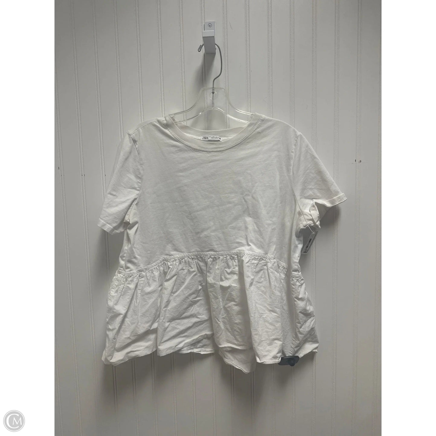Top Short Sleeve By Zara In White, Size: L