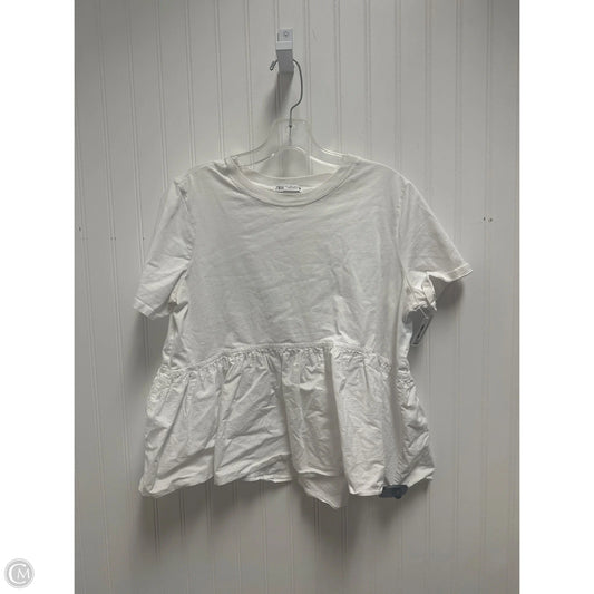 Top Short Sleeve By Zara In White, Size: L