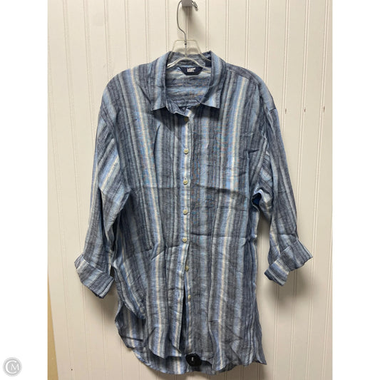 Top Long Sleeve By Lands End In Blue & White, Size: M
