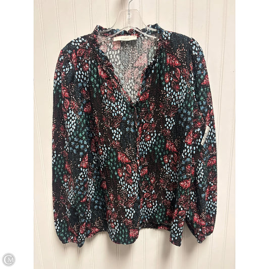 Top Long Sleeve By Loft In Black & Red, Size: M