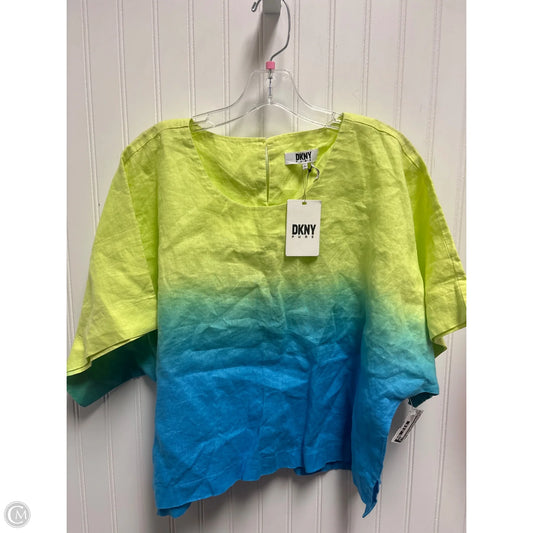 Top Short Sleeve By Dkny In Blue & Green, Size: Xl