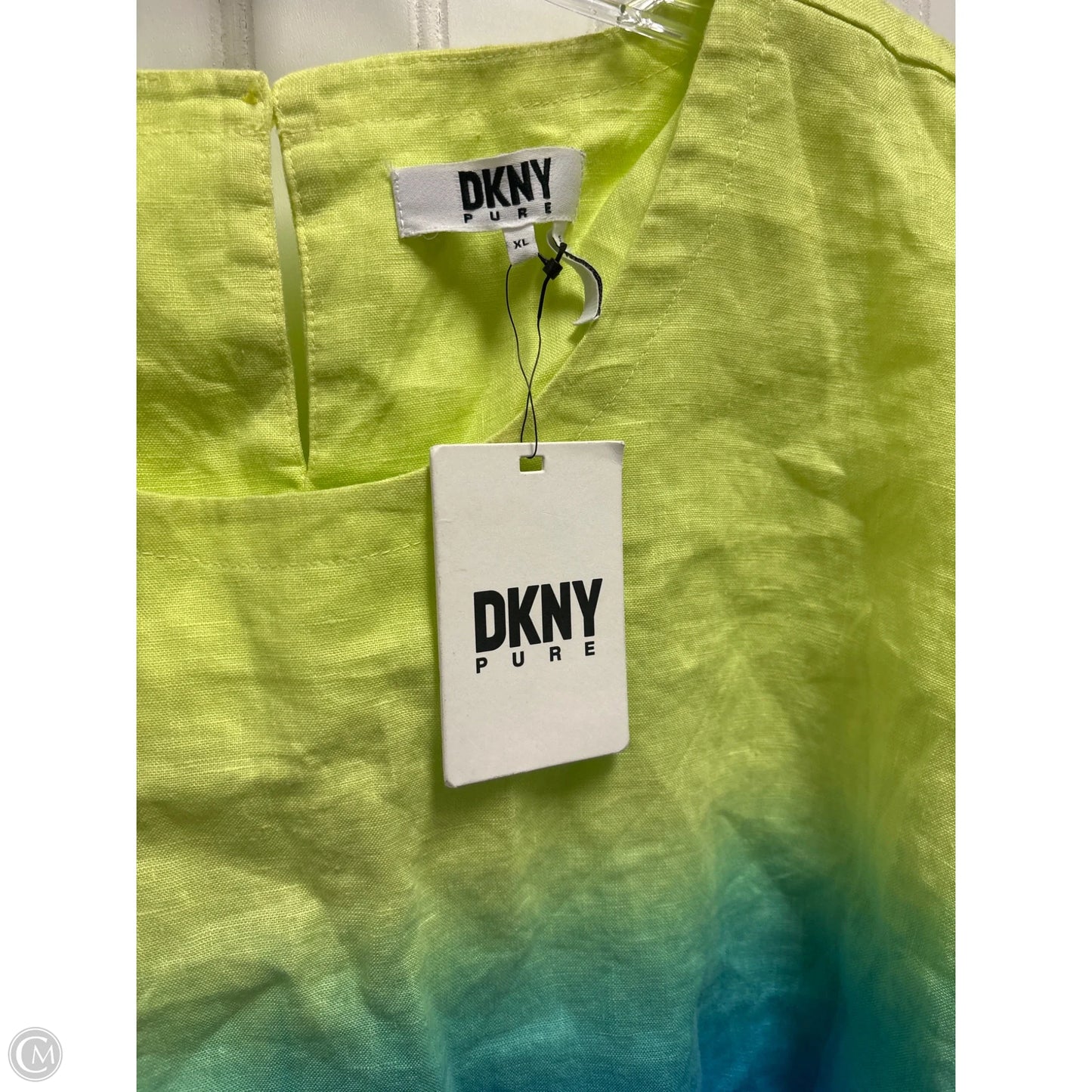 Top Short Sleeve By Dkny In Blue & Green, Size: Xl