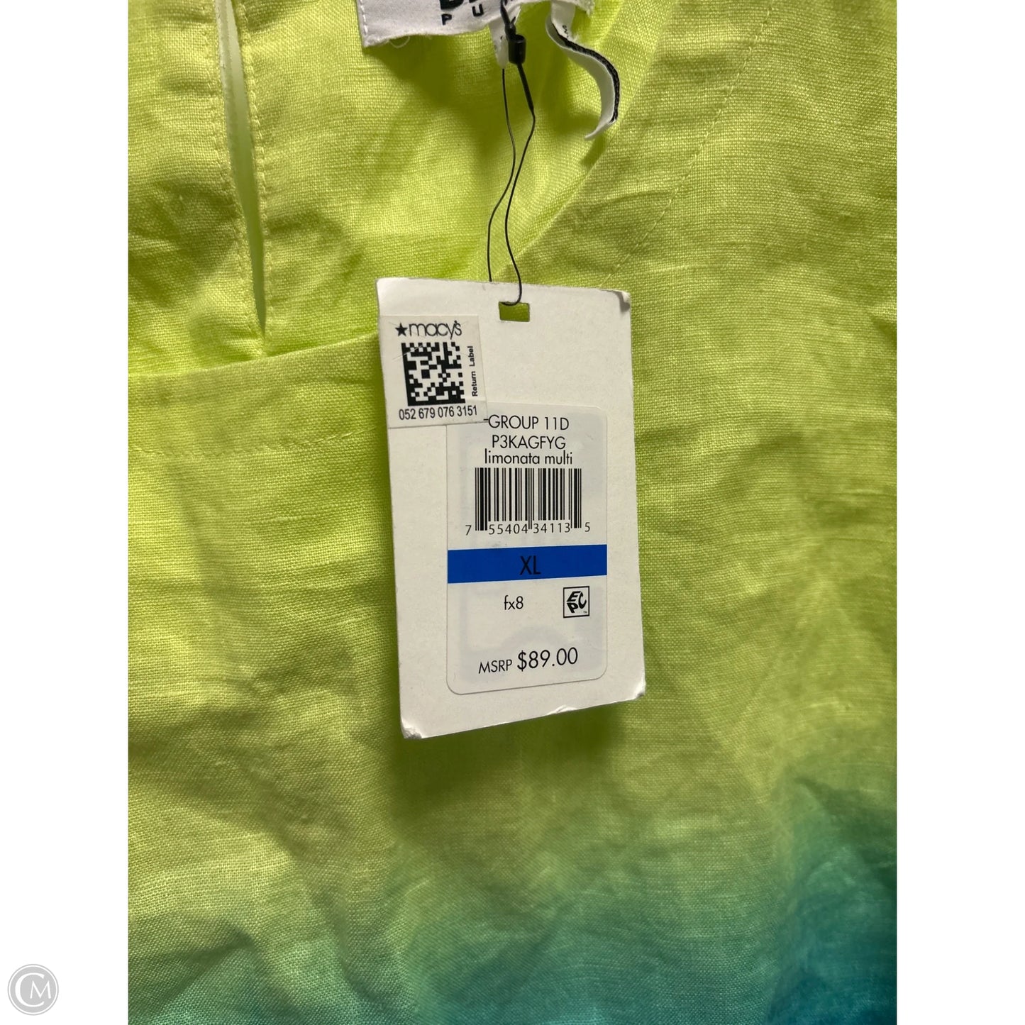 Top Short Sleeve By Dkny In Blue & Green, Size: Xl