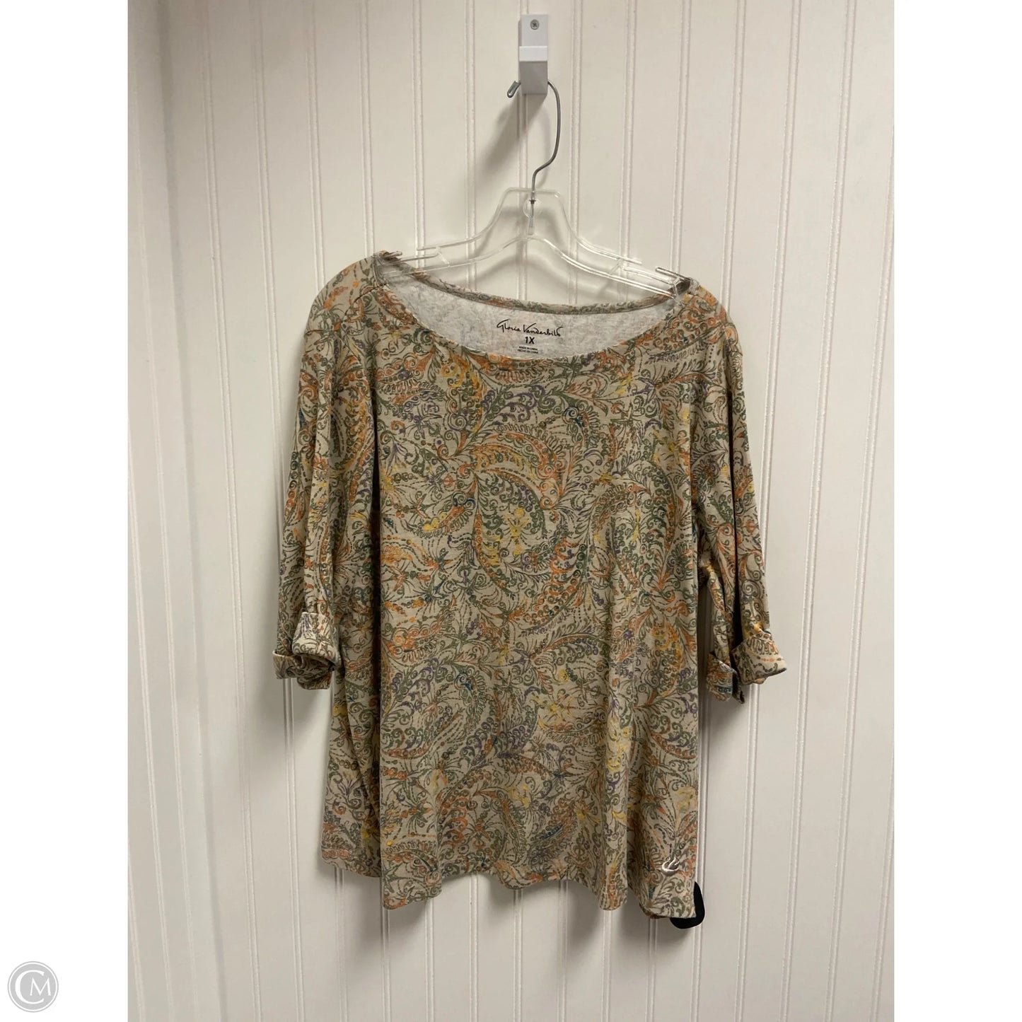 Top Long Sleeve Basic By Gloria Vanderbilt In Beige, Size: 1x