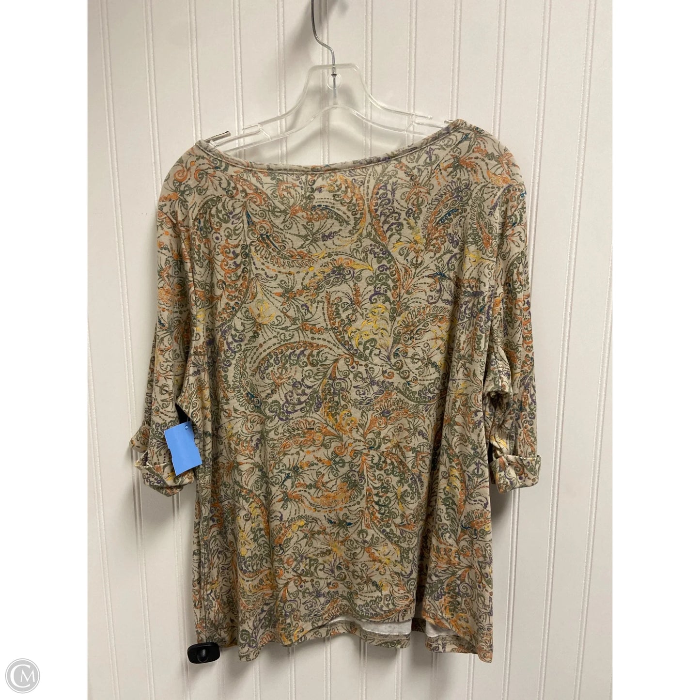 Top Long Sleeve Basic By Gloria Vanderbilt In Beige, Size: 1x