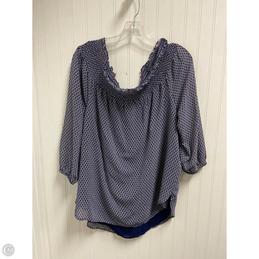 Top Long Sleeve By Michael By Michael Kors In Blue & White, Size: Xl
