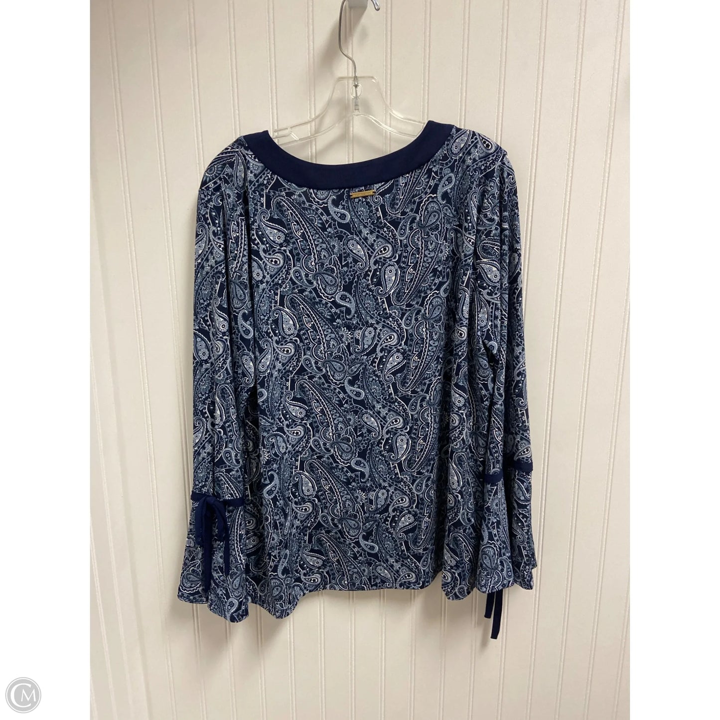Top Long Sleeve By Michael By Michael Kors In Blue & White, Size: Xl