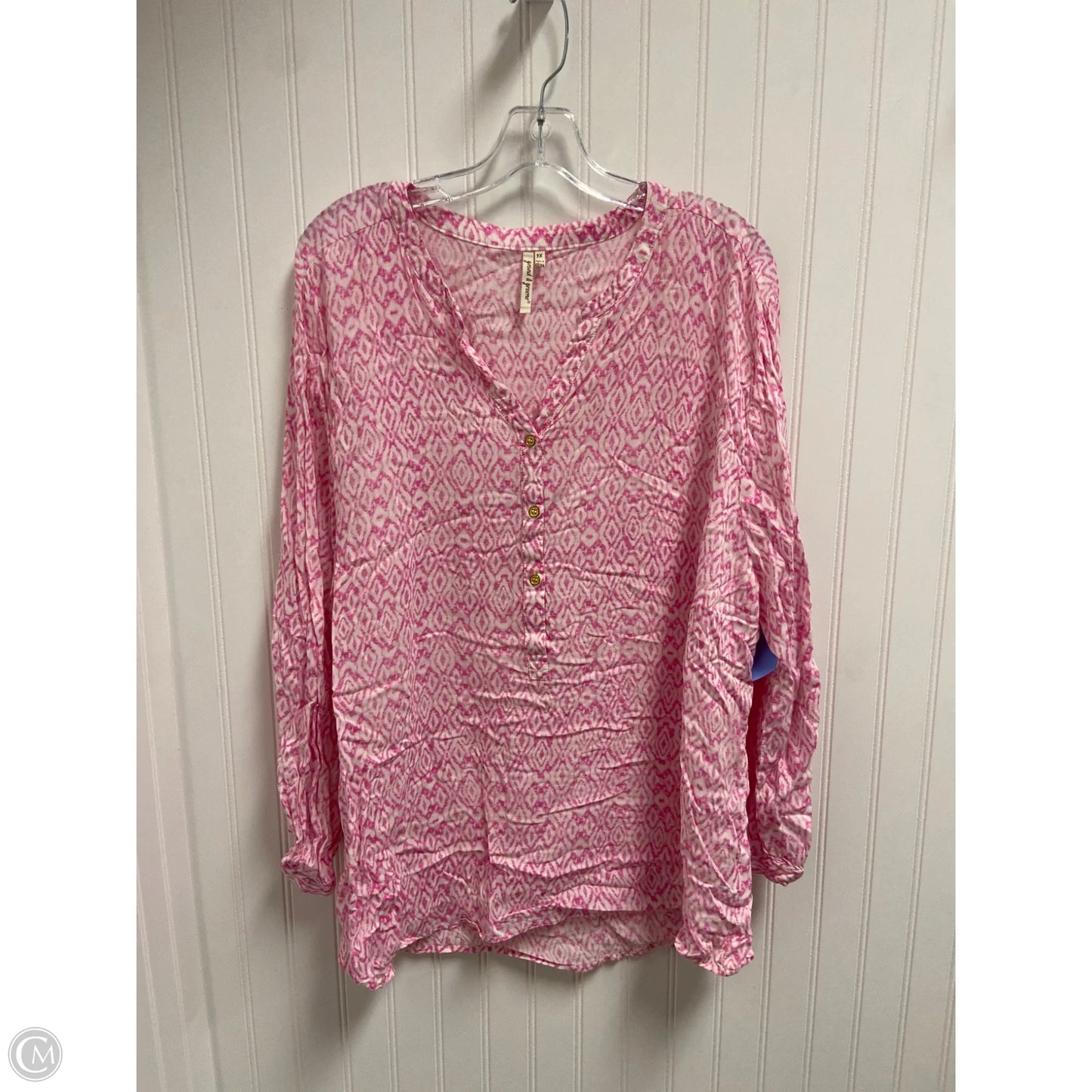 Top Long Sleeve Basic By Grand And Greene In Pink, Size: 3x