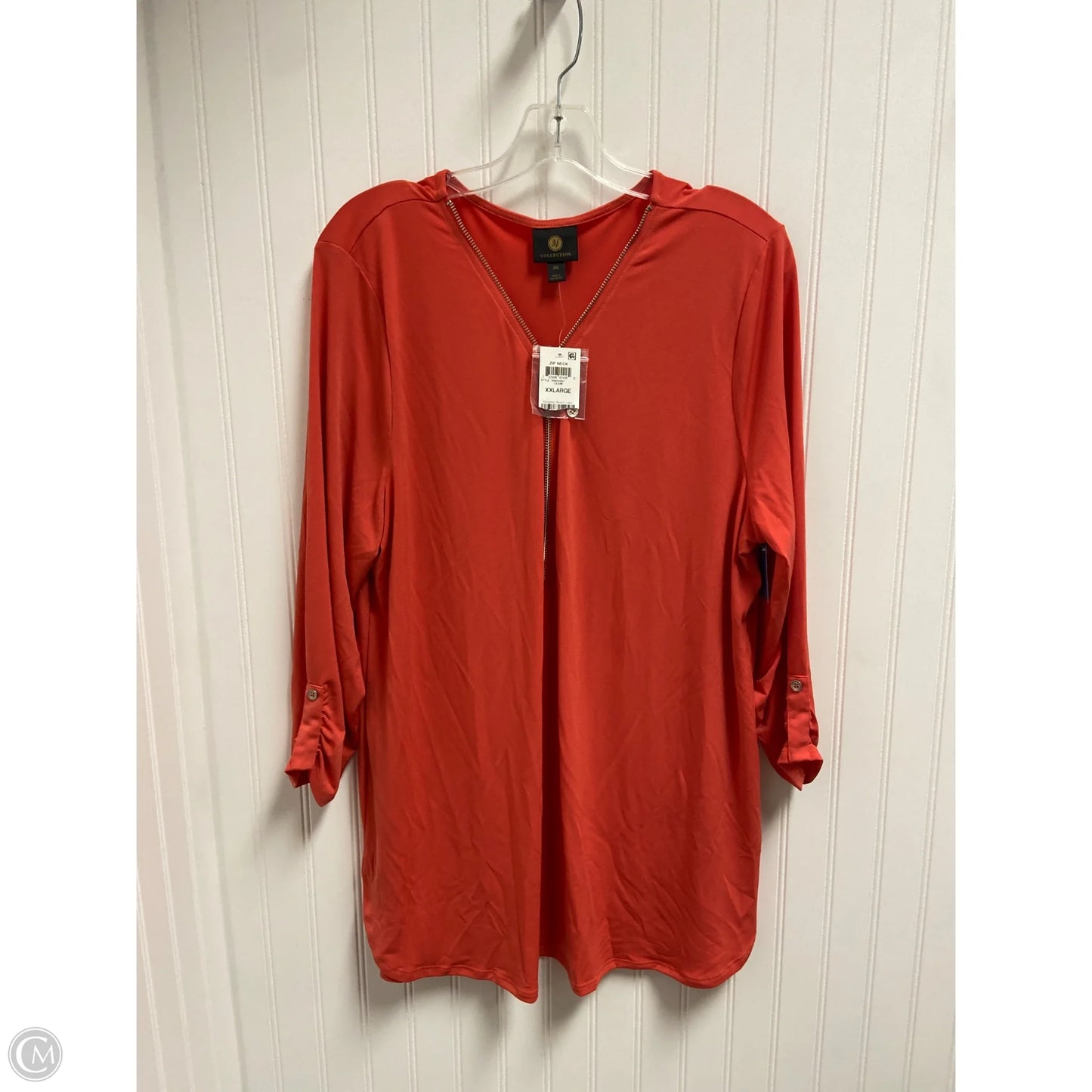Top Long Sleeve Basic By Jm Collections In Coral, Size: 1x