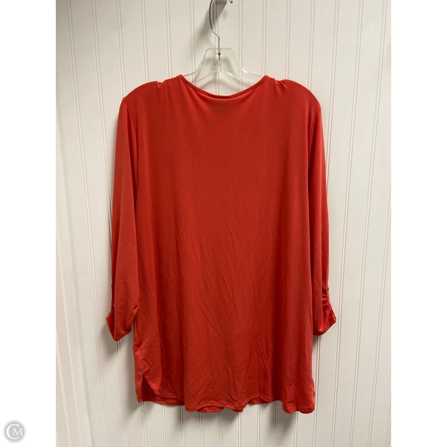 Top Long Sleeve Basic By Jm Collections In Coral, Size: 1x