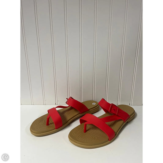Sandals Flats By Crocs In Red, Size: 8