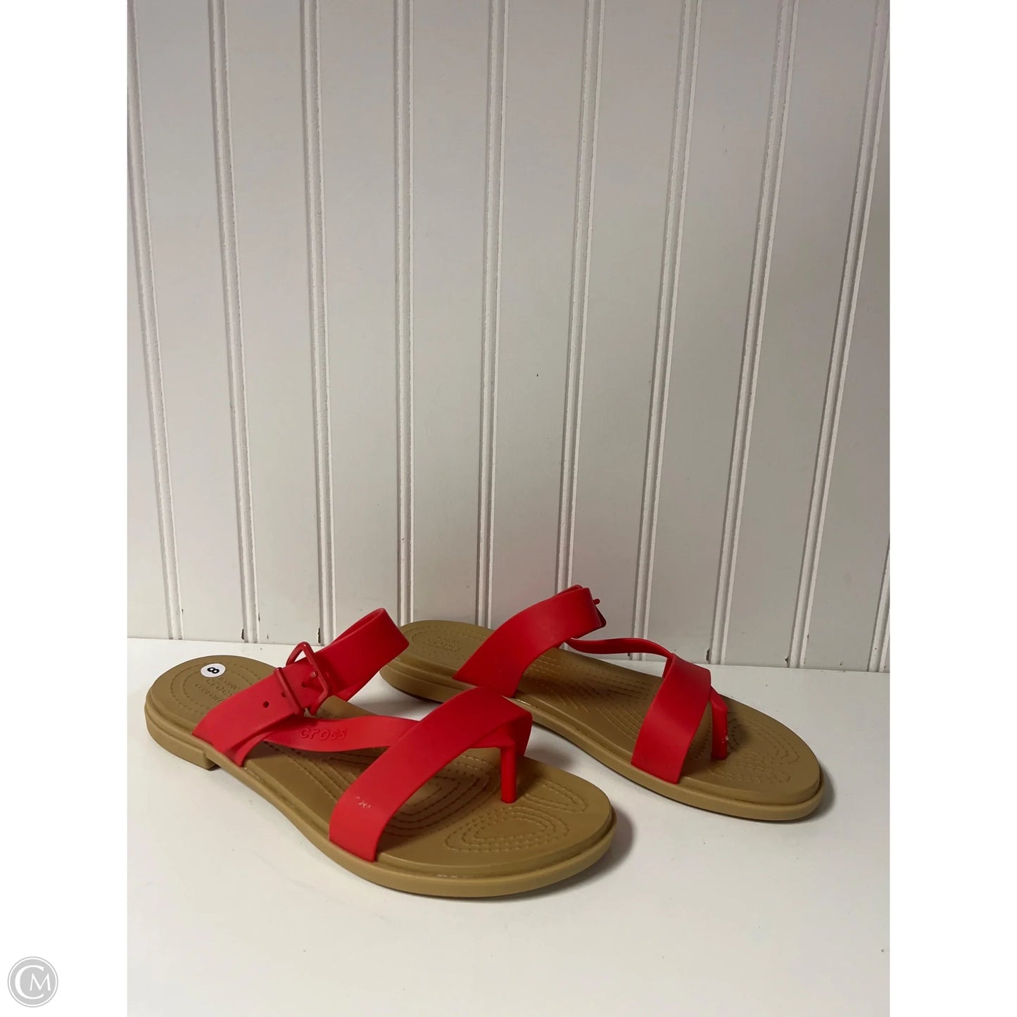 Sandals Flats By Crocs In Red, Size: 8