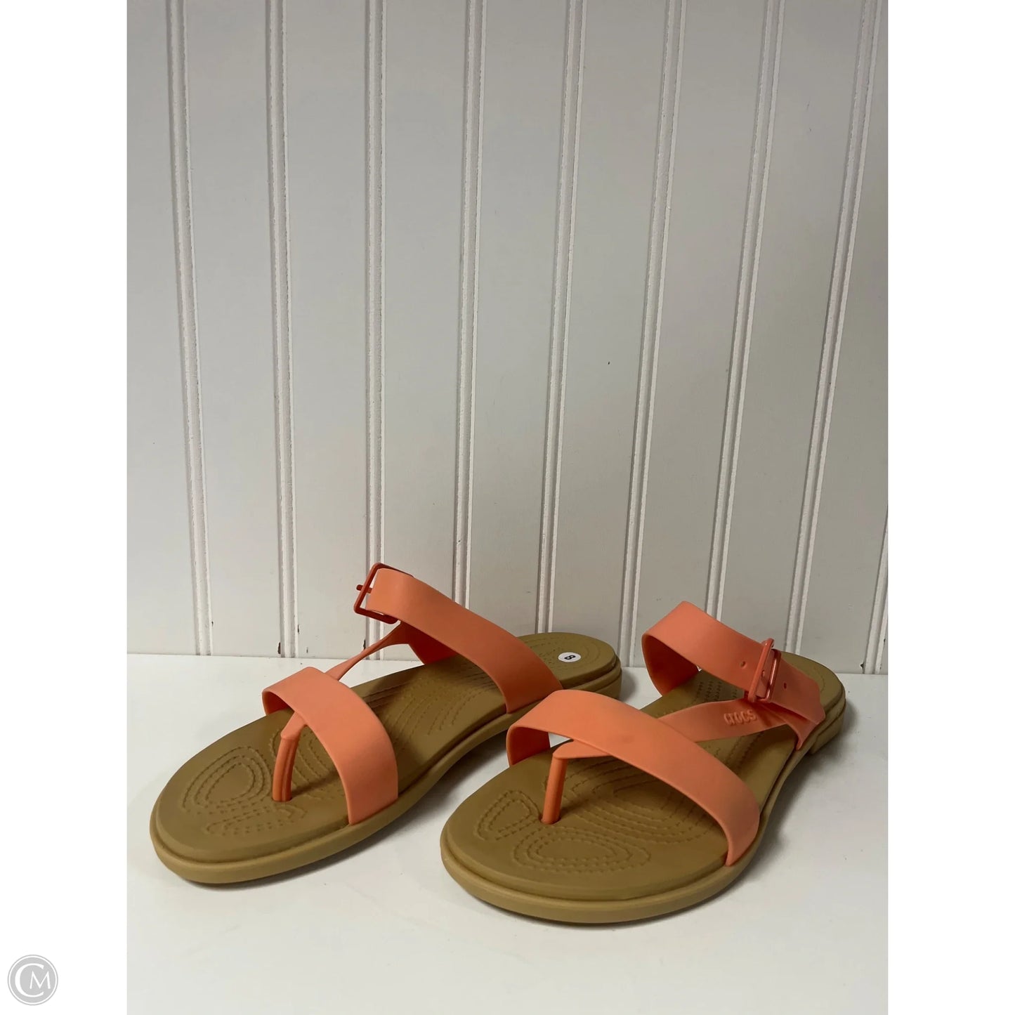 Sandals Flats By Crocs In Orange, Size: 8