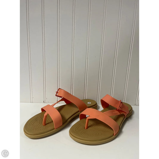 Sandals Flats By Crocs In Orange, Size: 8