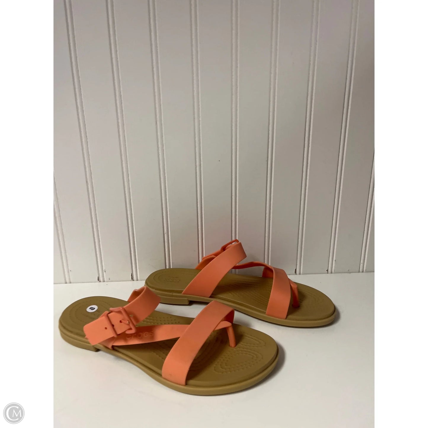 Sandals Flats By Crocs In Orange, Size: 8