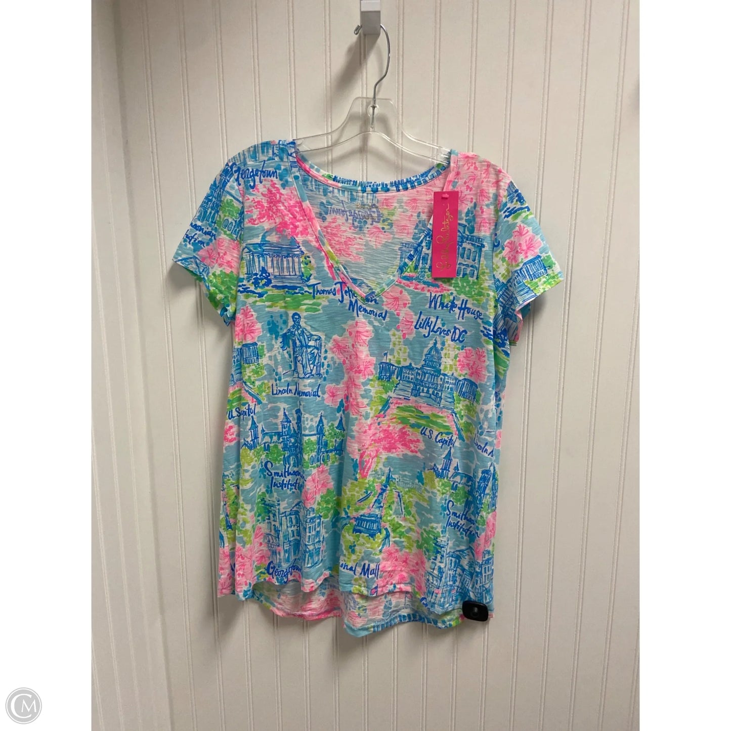 Top Short Sleeve Designer By Lilly Pulitzer In Multi-colored, Size: L