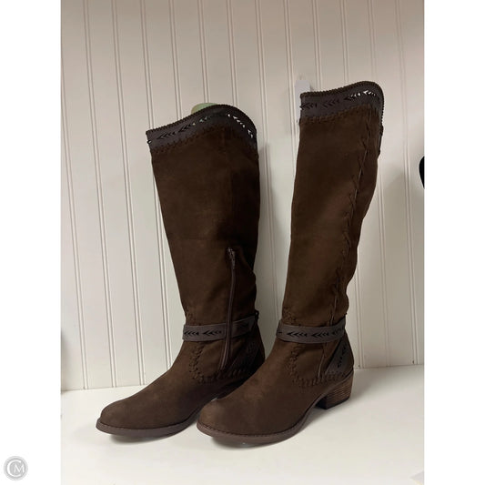 Boots Knee Heels By Not Rated In Brown, Size: 8.5