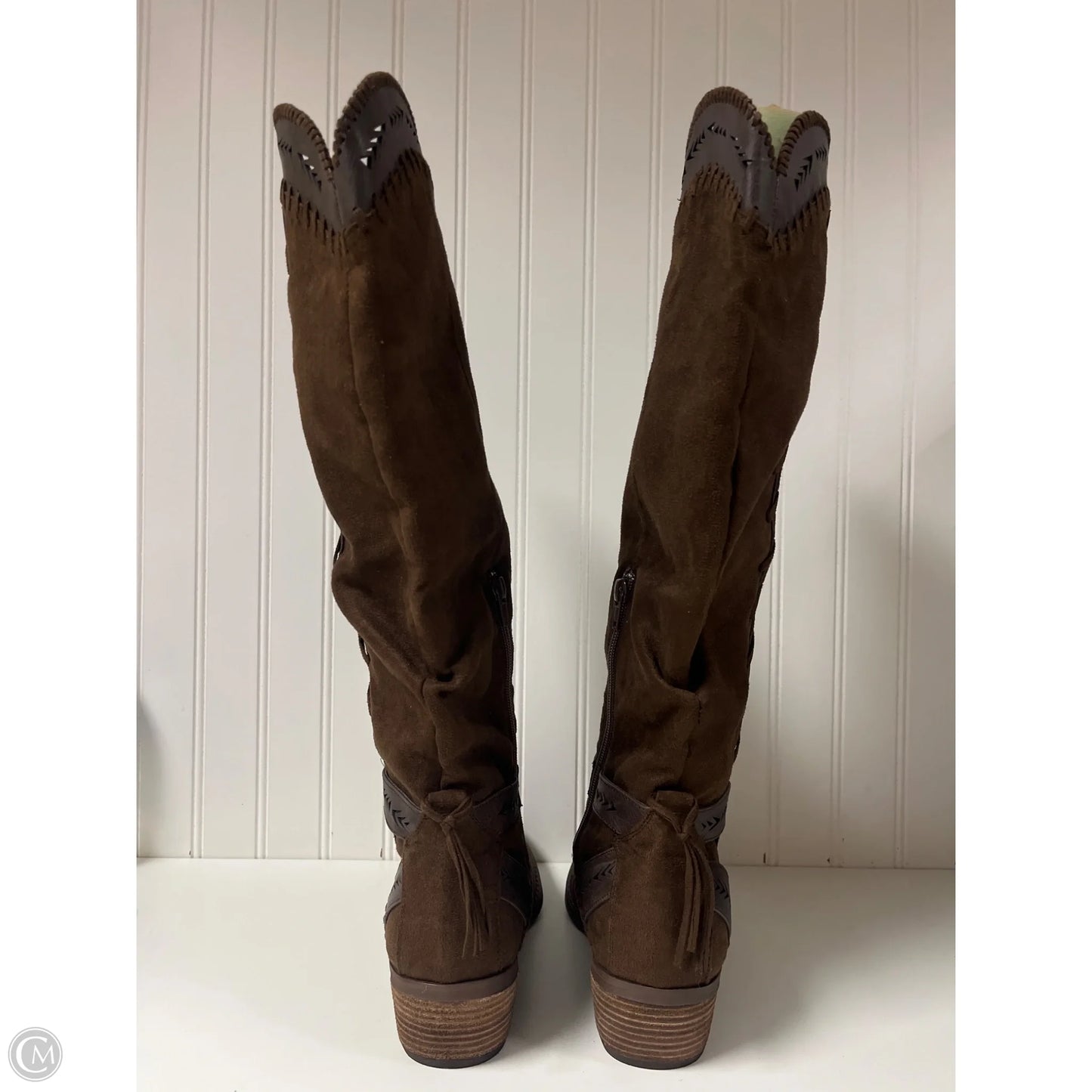 Boots Knee Heels By Not Rated In Brown, Size: 8.5