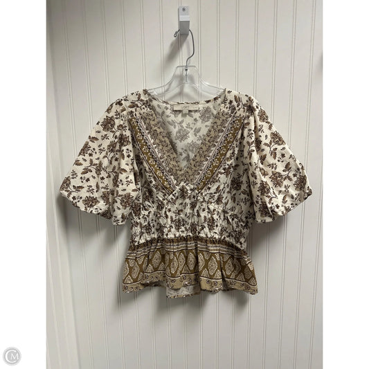 Top Short Sleeve By Loft In Brown, Size: Lp