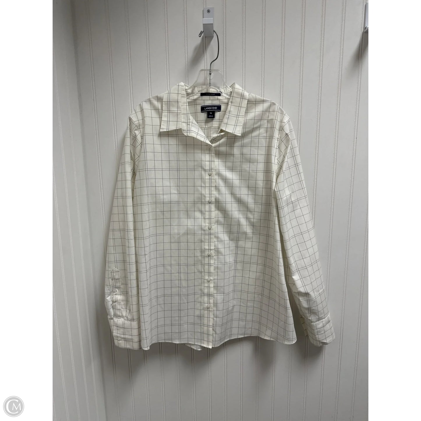Top Long Sleeve By Lands End In Cream, Size: 1x