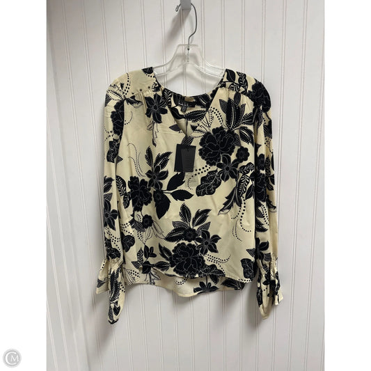 Top Long Sleeve By Nicole Miller In Black & Cream, Size: S