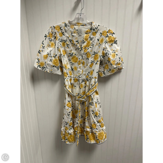 Dress Casual Short By Joie In White & Yellow, Size: Xs
