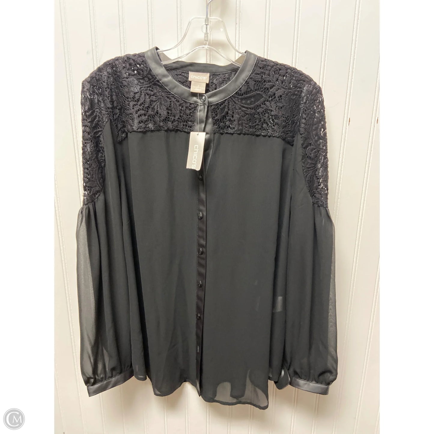 Top Long Sleeve By Chicos In Black, Size: L