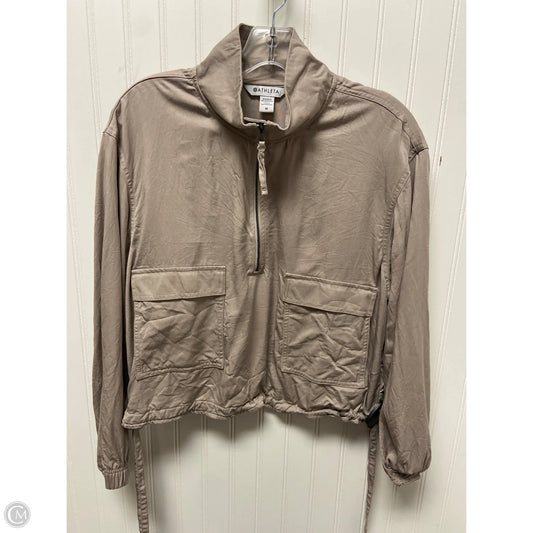 Athletic Top Long Sleeve Collar By Athleta In Taupe, Size: M