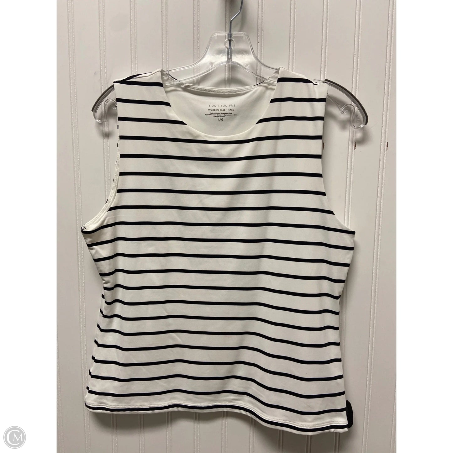 Top Sleeveless Basic By Tahari In Striped Pattern, Size: L