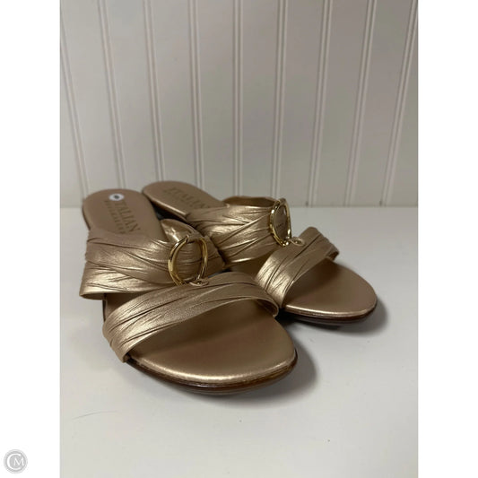 Sandals Heels Wedge By Italian Shoemakers In Gold, Size: 9