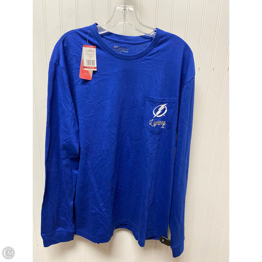 Athletic Top Long Sleeve Crewneck By Champion In Blue, Size: Xl