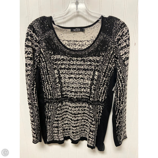 Top Long Sleeve By Nic + Zoe In Black & Cream, Size: L