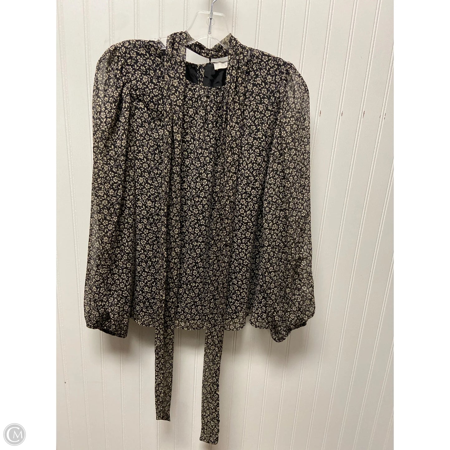 Top Long Sleeve By Loft In Black & Cream, Size: M