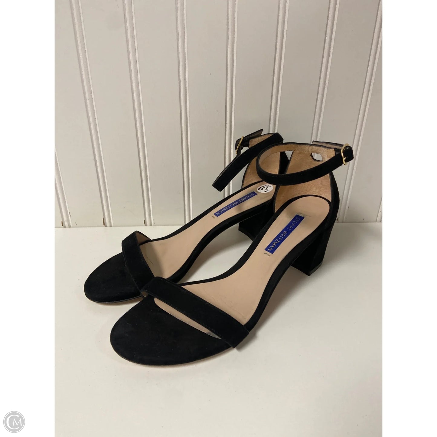 Sandals Designer By Stuart Weitzman In Black, Size: 6.5