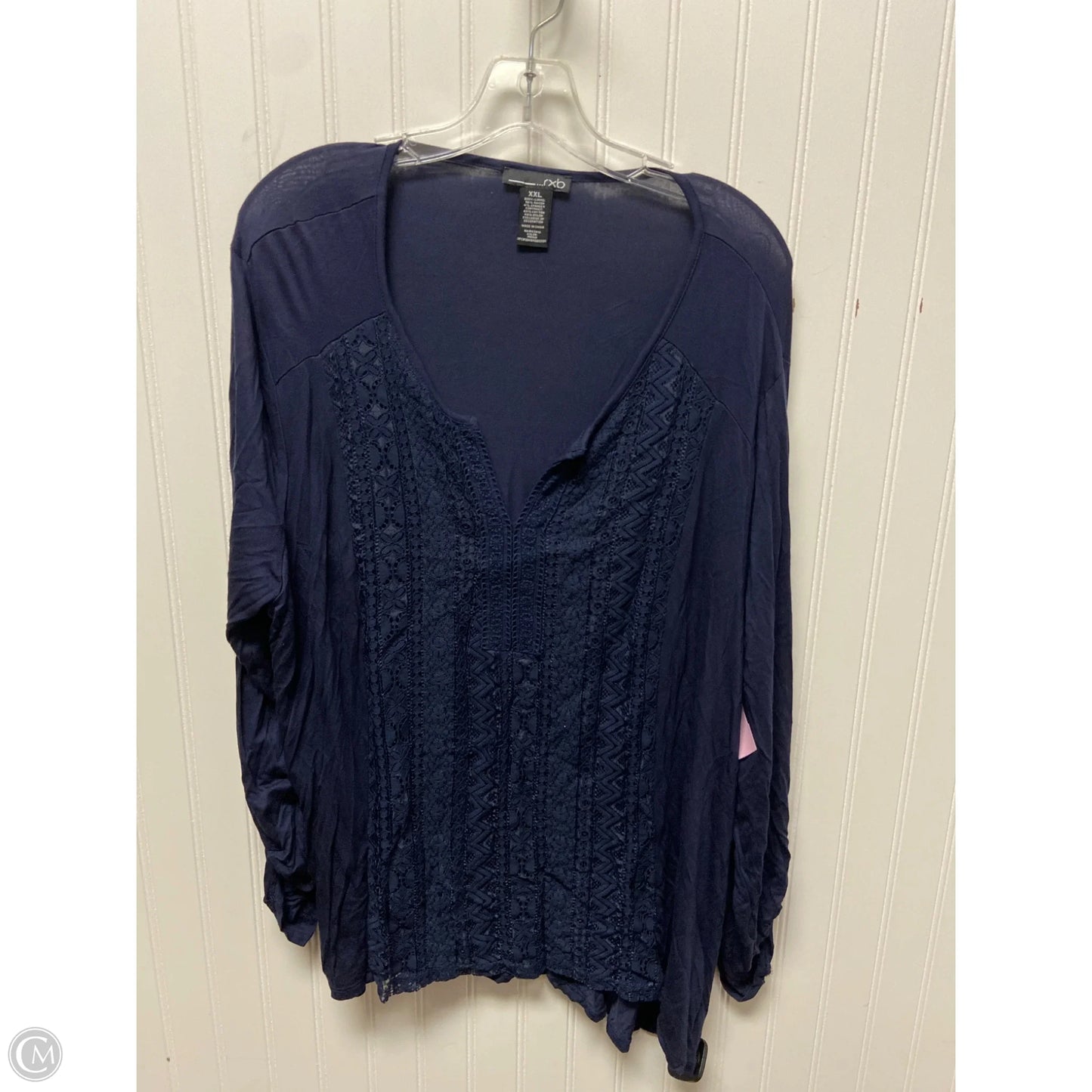 Top Long Sleeve By Rxb In Navy, Size: 1x