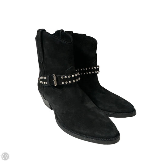 Boots Luxury Designer By Yves Saint Laurent In Black, Size: 5