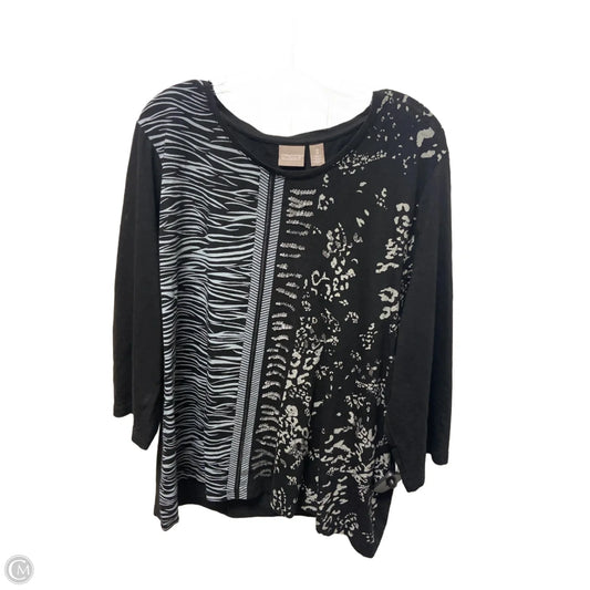 Top Long Sleeve By Chicos In Black & Grey, Size: Xl