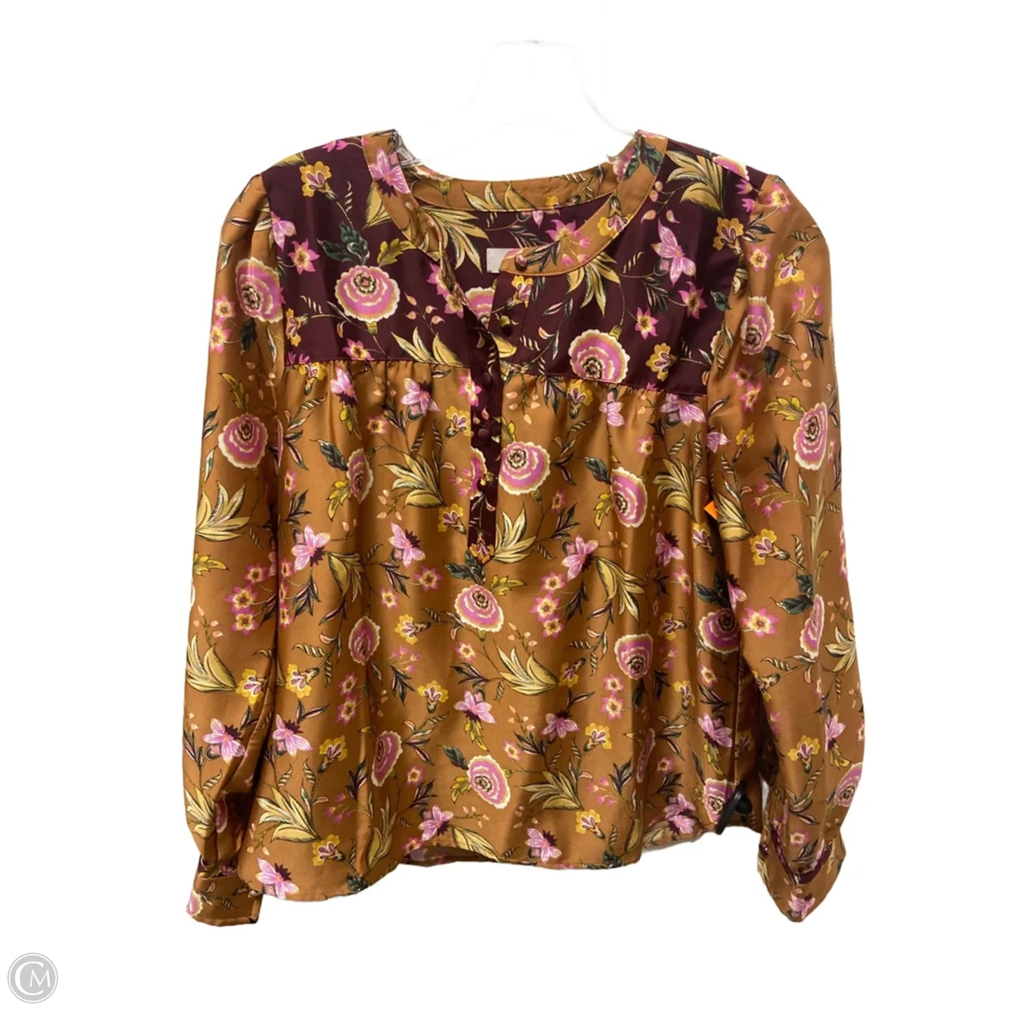 Top Long Sleeve By Loft In Orange & Purple, Size: Xsp