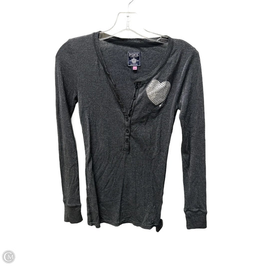 Top Long Sleeve Basic By Pink In Grey, Size: S
