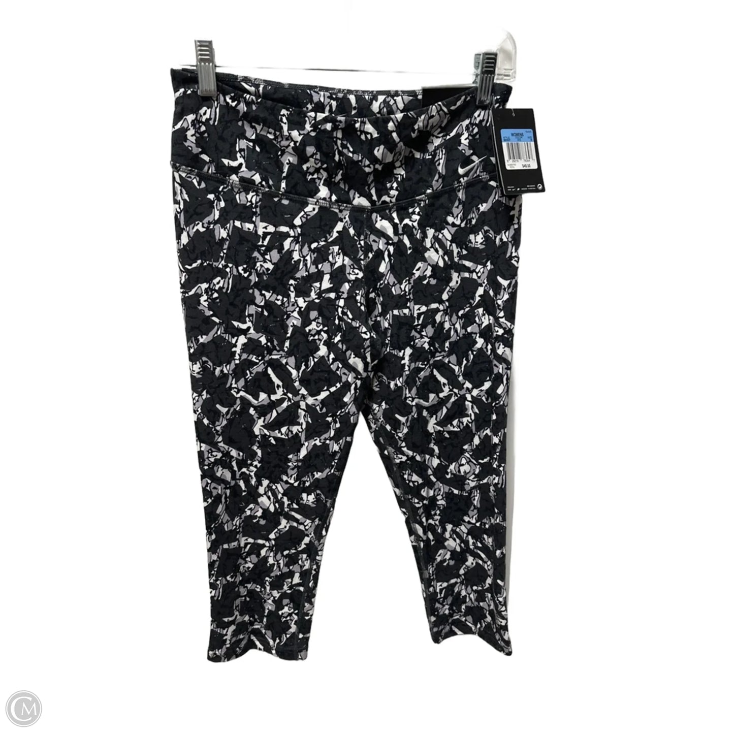 Athletic Leggings Capris By Nike In Black & White, Size: M