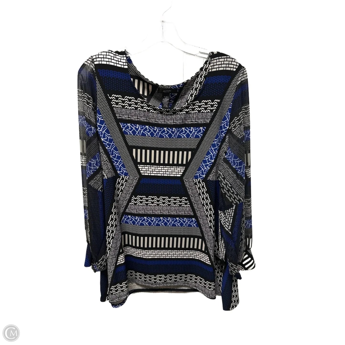 Top Long Sleeve By Alfani In Black & Blue, Size: Xlp